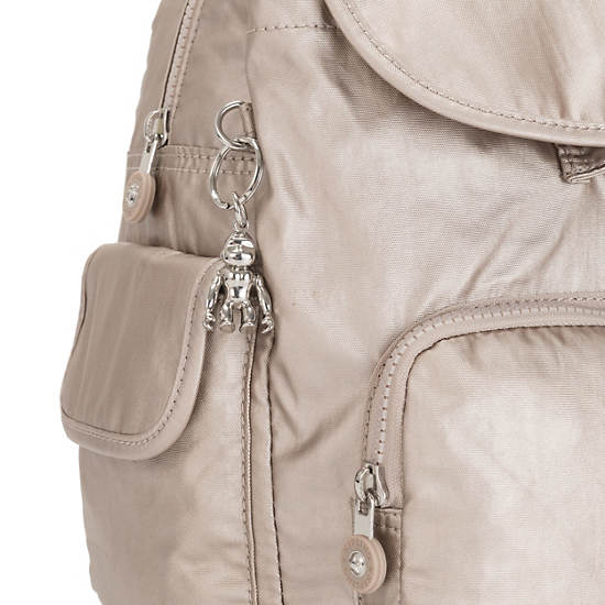 Sacs À Dos Kipling City Pack Small Metallic Beige | FR 1700FD